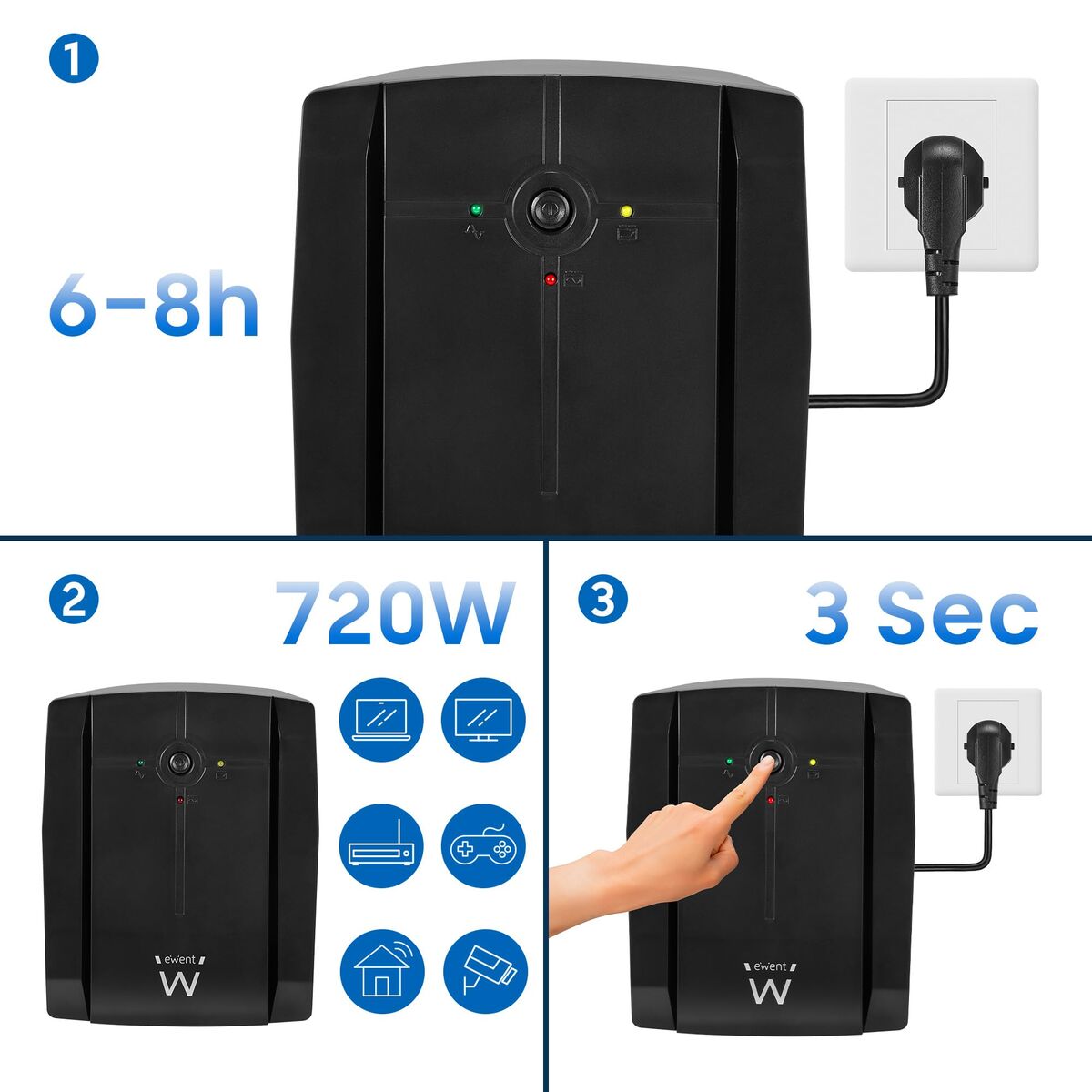 Bild von Uninterruptible Power Supply System Interactive UPS Ewent EW3997 720 W