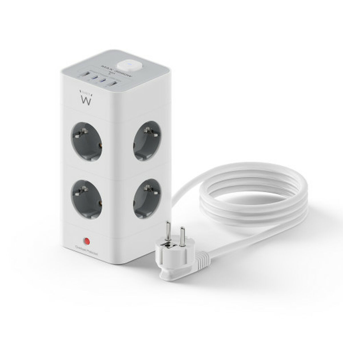 Imagen de Schuko 8 Way Multi-socket Adapter Ewent EW3864 White 3680 W (2 m)