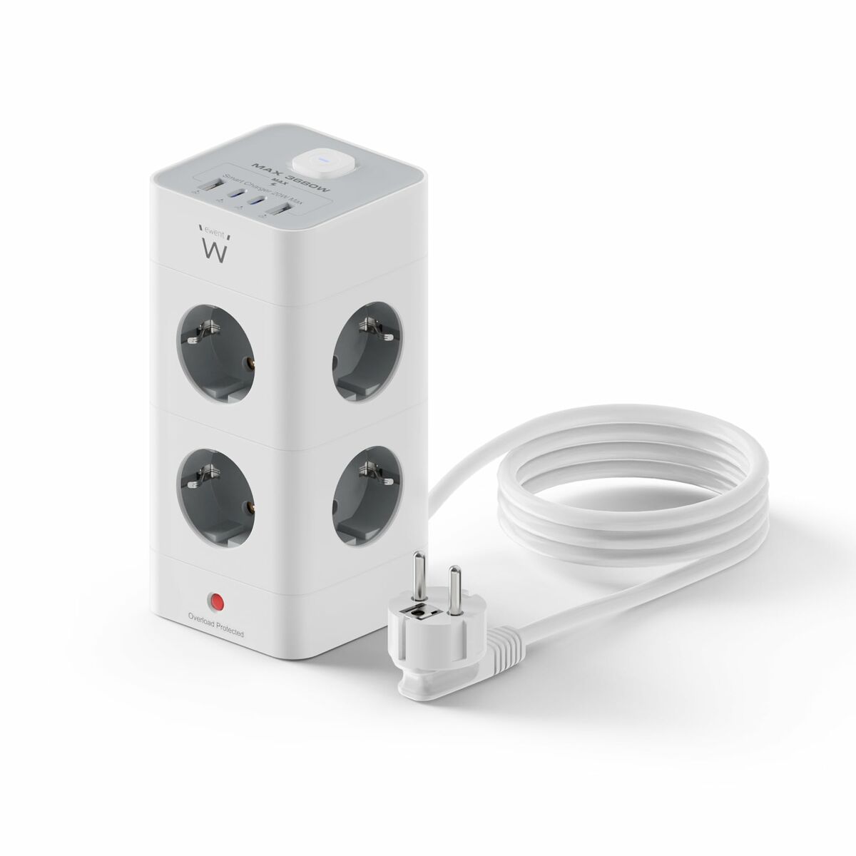 Imagen de Schuko 8 Way Multi-socket Adapter Ewent EW3864 White 3680 W (2 m)