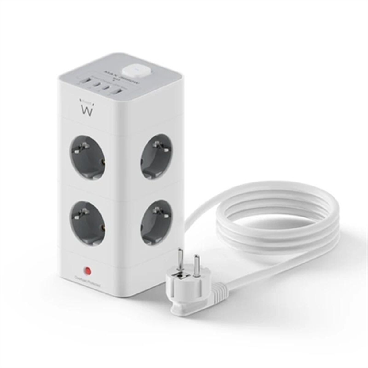 Imagen de Schuko 8 Way Multi-socket Adapter Ewent EW3864 White 3680 W (2 m)