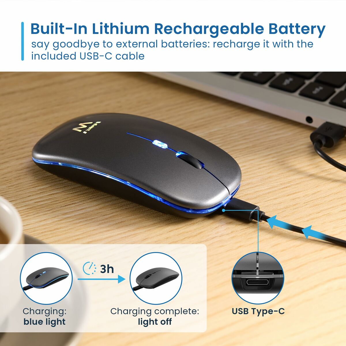 Afbeeldingen van Mouse Ewent EW3242 Black Grey 1600 dpi