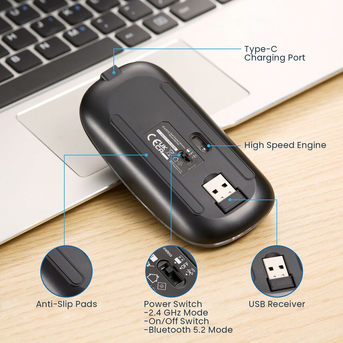 Afbeeldingen van Mouse Ewent EW3242 Black Grey 1600 dpi