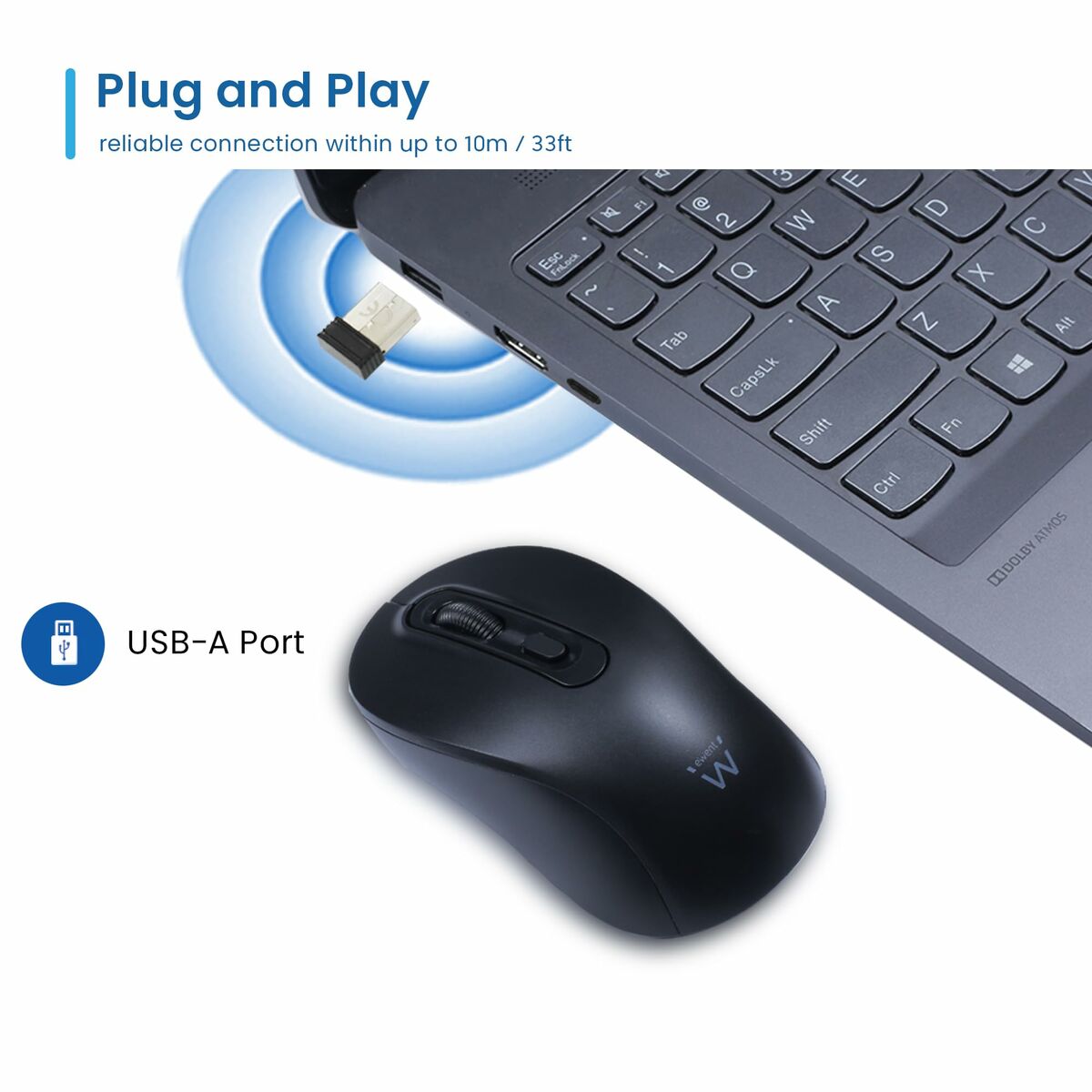 Picture of Mouse Ewent EW3218 Black 1600 dpi