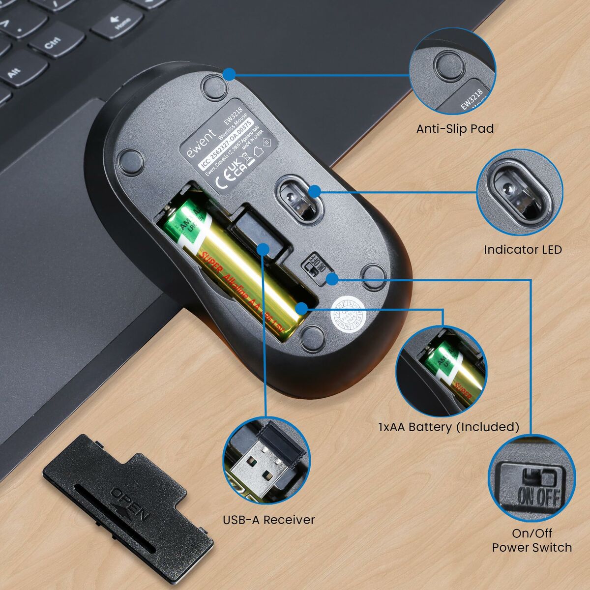 Picture of Mouse Ewent EW3218 Black 1600 dpi