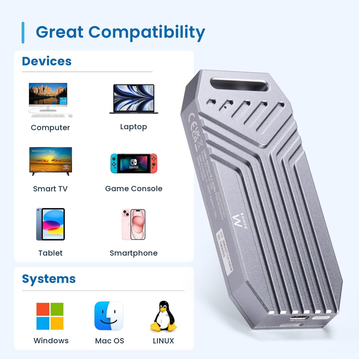 Bild von External Hard Drive Ewent EW7062 Grey