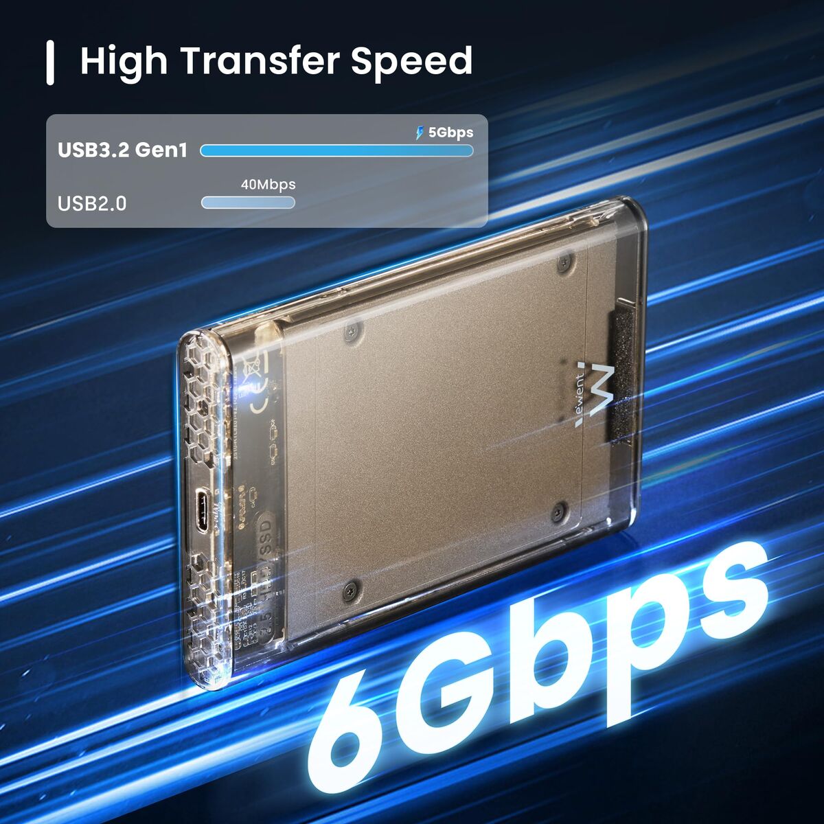 Bild von External Hard Drive Ewent ew7068 Transparent 2,5"