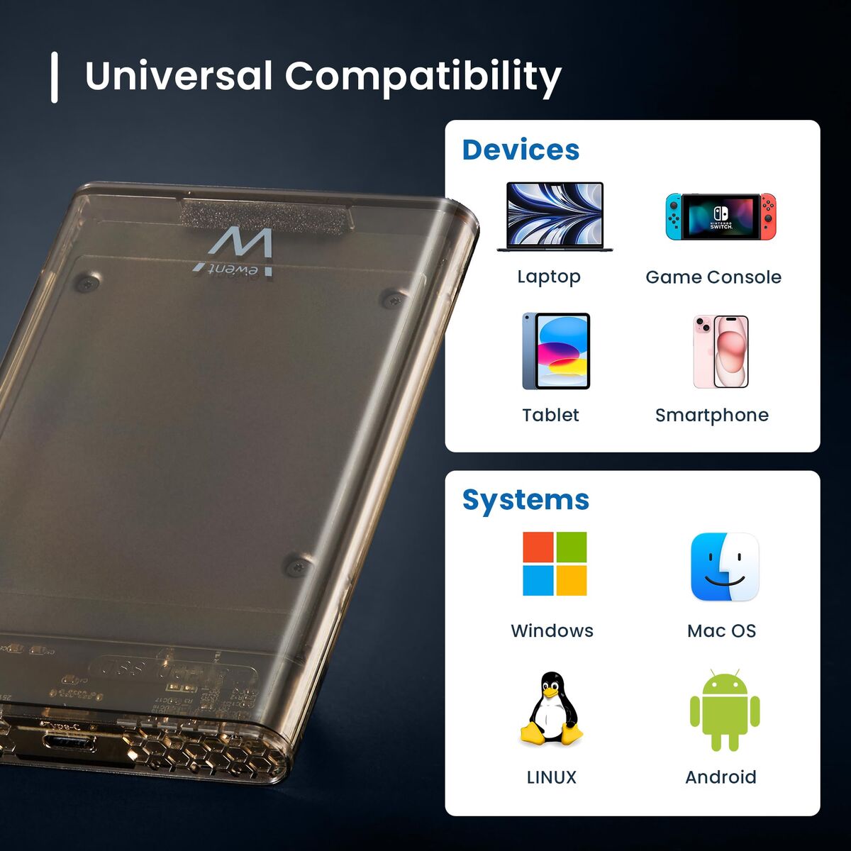 Bild von External Hard Drive Ewent ew7068 Transparent 2,5"