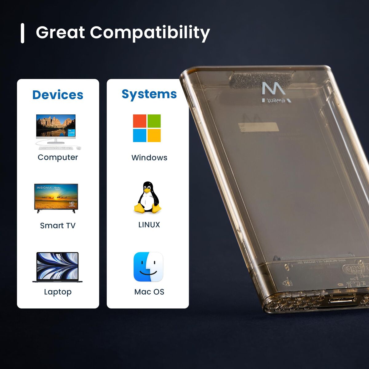 Bild von External Hard Drive Ewent EW7069 Transparent 2,5"