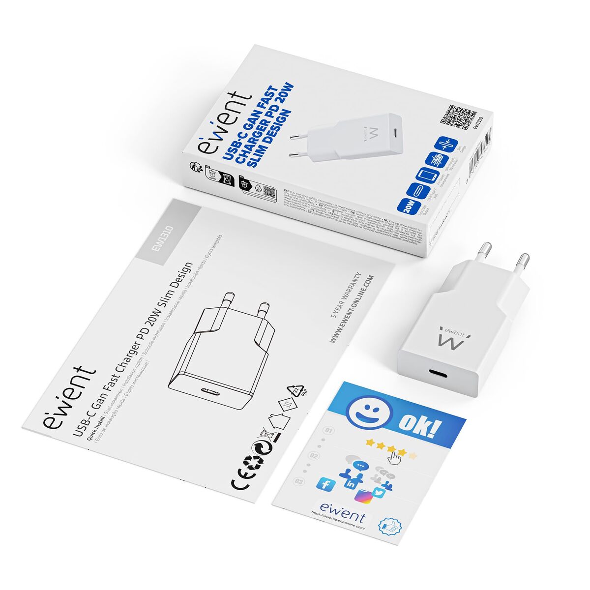 Wall Charger Ewent EW1310 White 20 W
