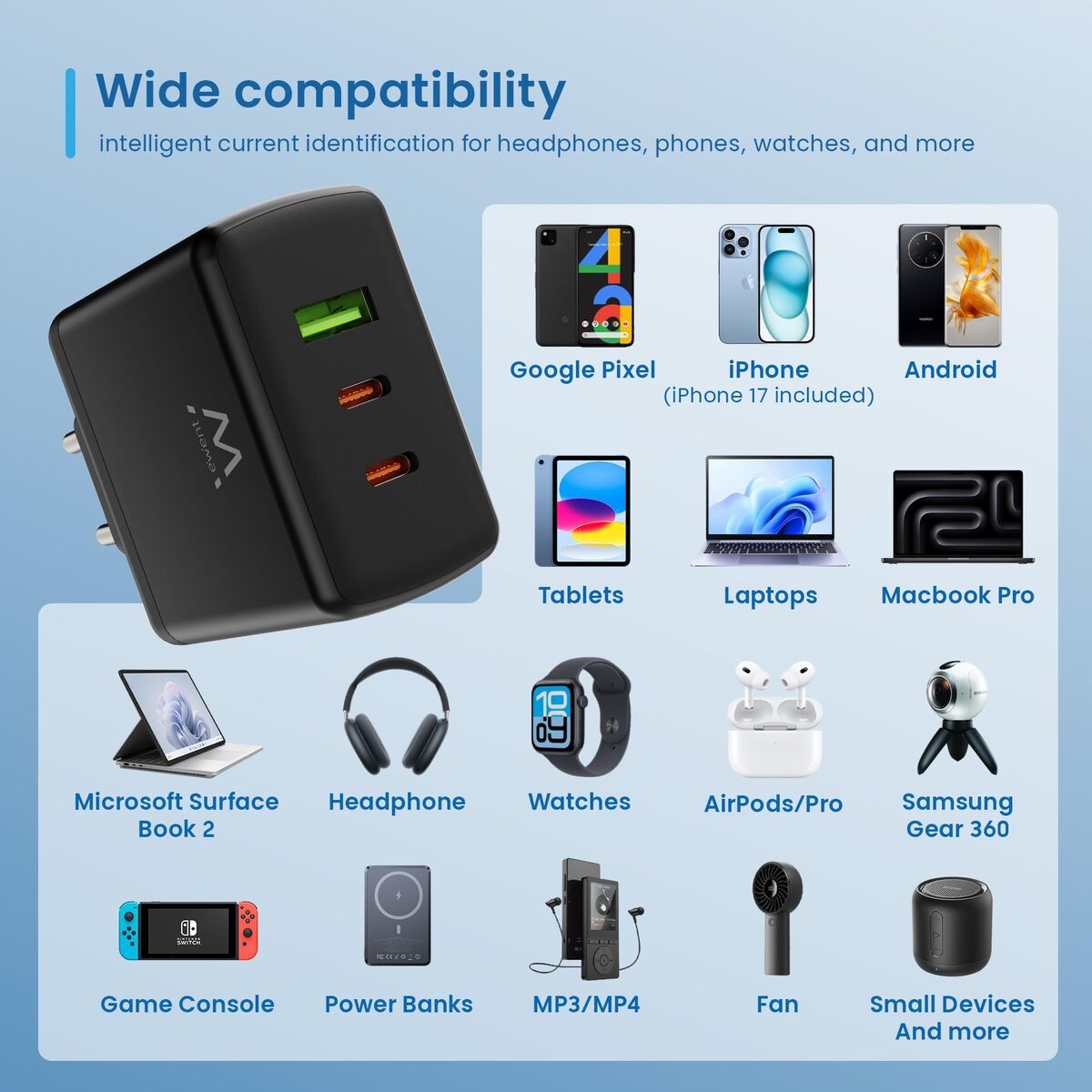 Image de Wall Charger Ewent EW1331 Black 65 W