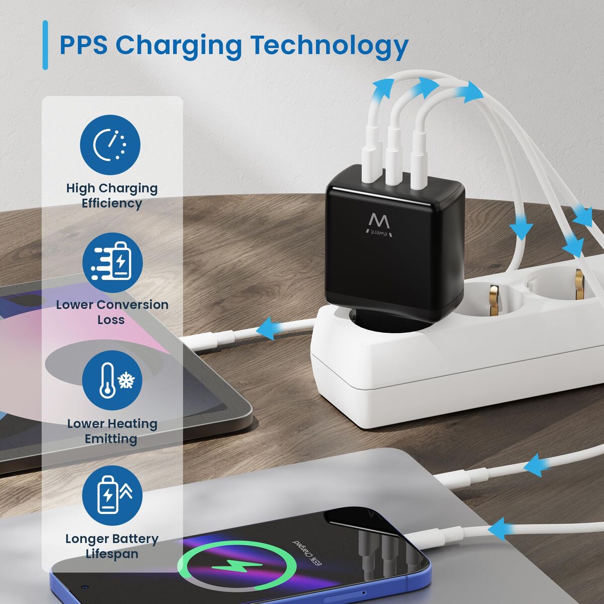 Wall Charger Ewent EW1331 Black 65 W