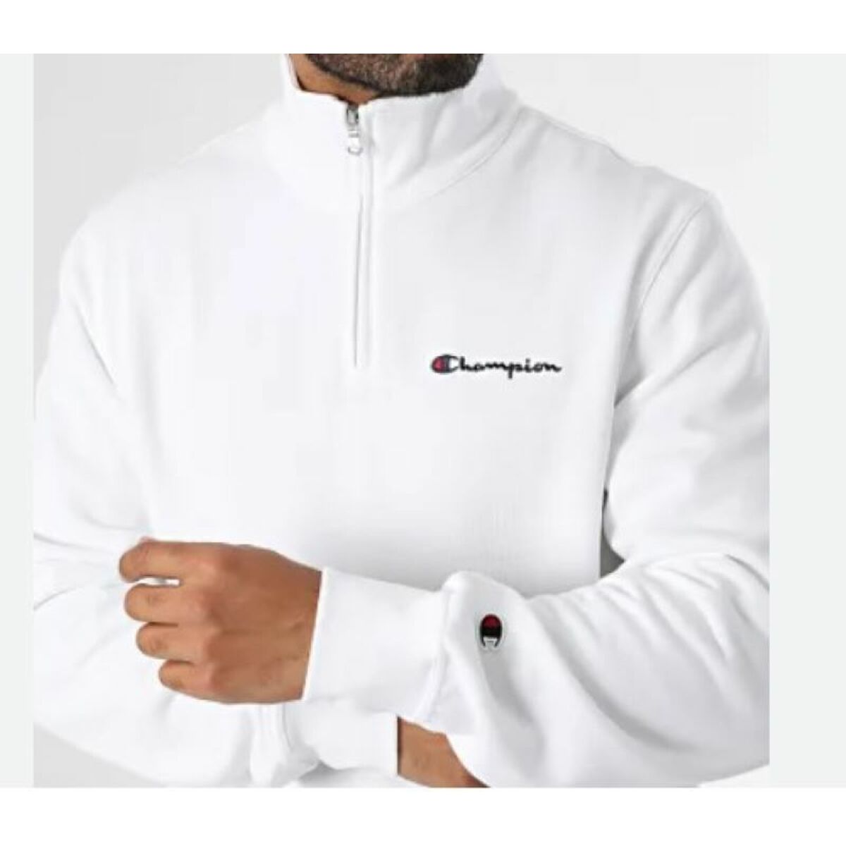 Image secondaire de Sweat sans capuche homme Champion HALF ZIP SWEATSHIRT 220263 WHT Blanc