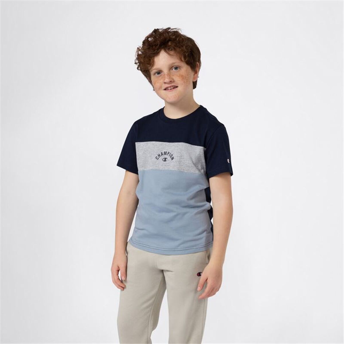 T-Shirt met Korte Mouwen voor kinderen Champion Icons Plus Blauw Hemelsblauw