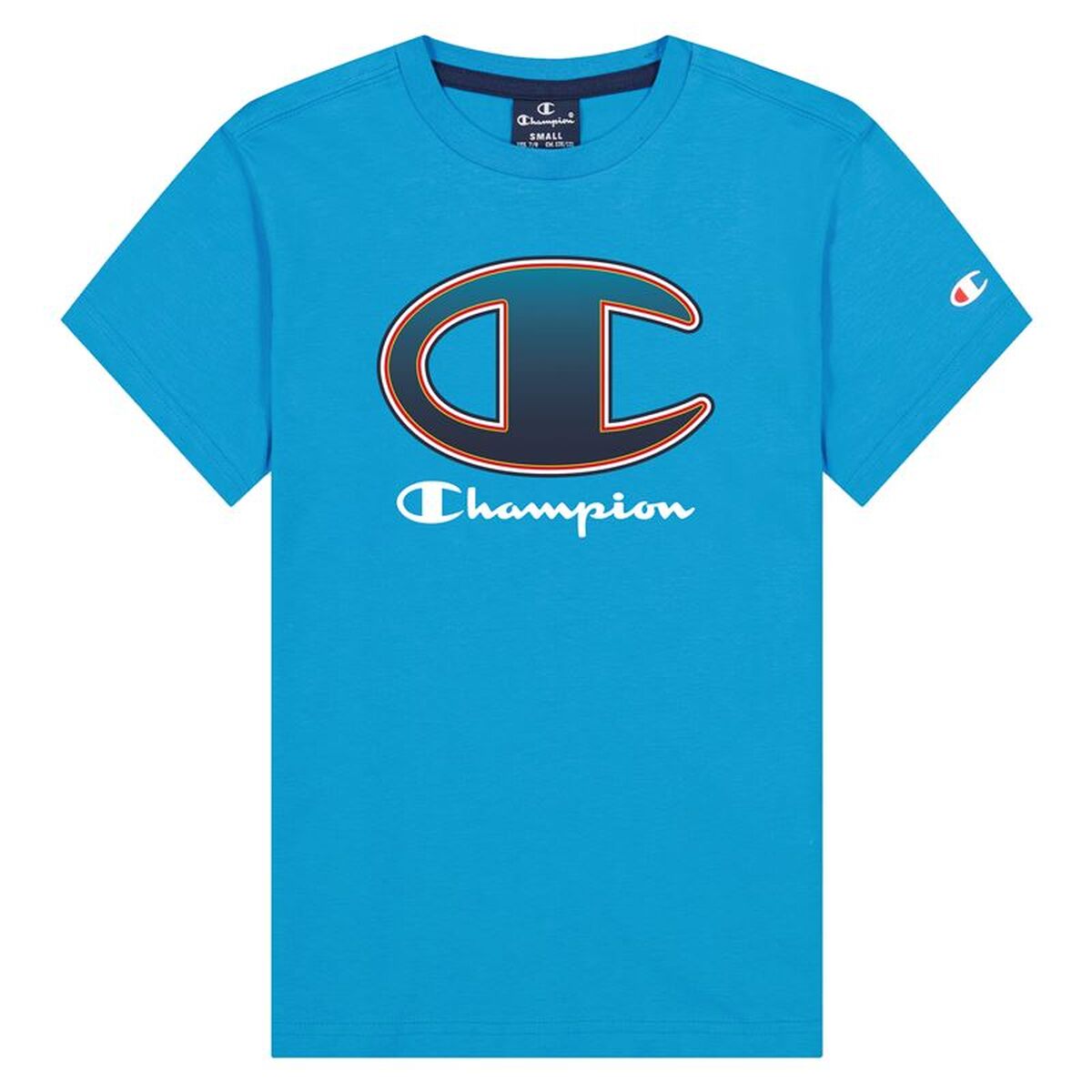 T-Shirt met Korte Mouwen voor kinderen Champion Crewneck Big Logo Boy Blue Blauw