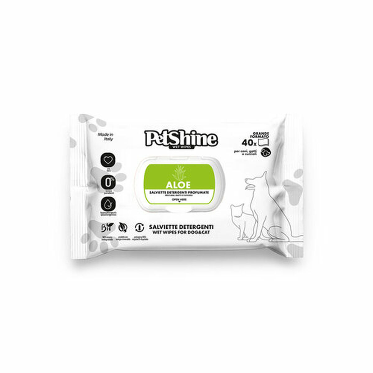 Vochtige Doekjes voor Huisdieren Porrini Aloe Vera 40 Stuks
