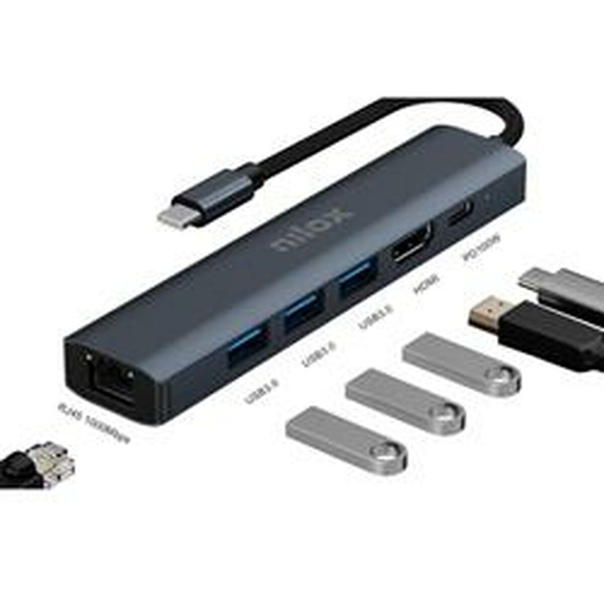 Picture of Dockstation Nilox NXDSUSBC06 Grey Multicolour