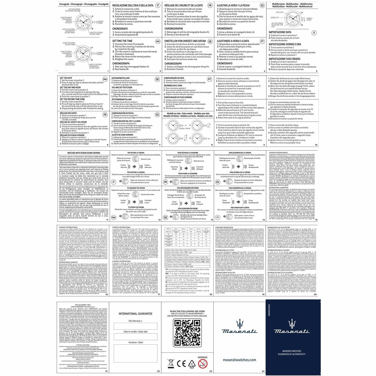 Zegarek Męski Maserati R8823100001 Wielokolorowy (Ø 43 mm)