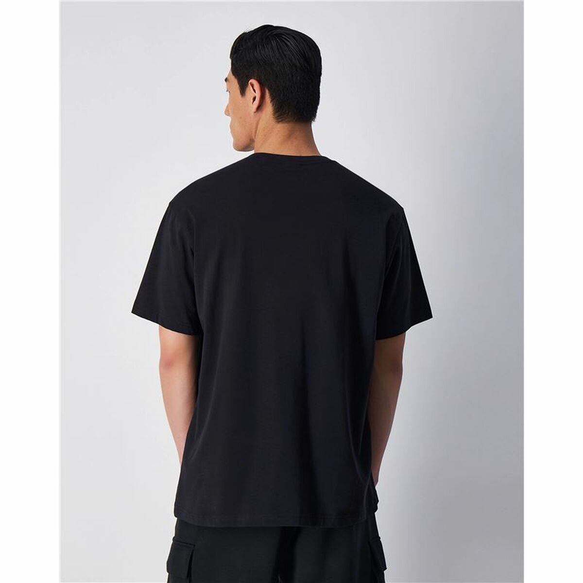 Herren Kurzarm-T-Shirt Champion Crewneck Schwarz - Thumbnail 2