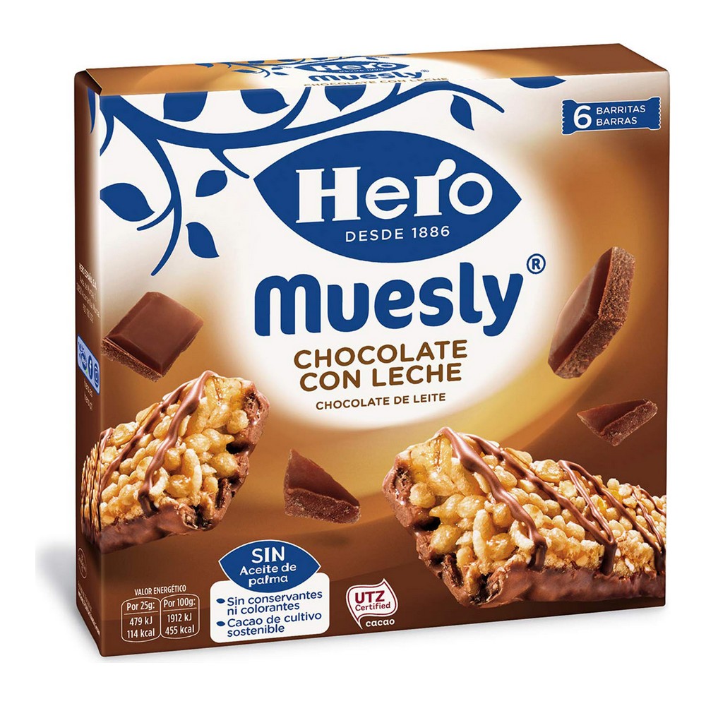 Energiereep Hero Muesly Melkchocolade (6 x 25 g)