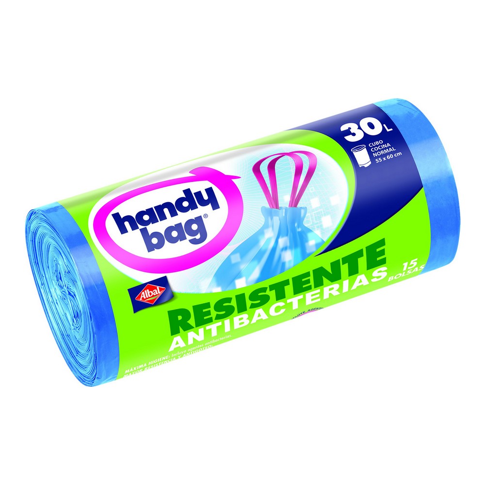 Vuilniszakken Handy Bag Druppel Antibacterieel (15 x 30 L)