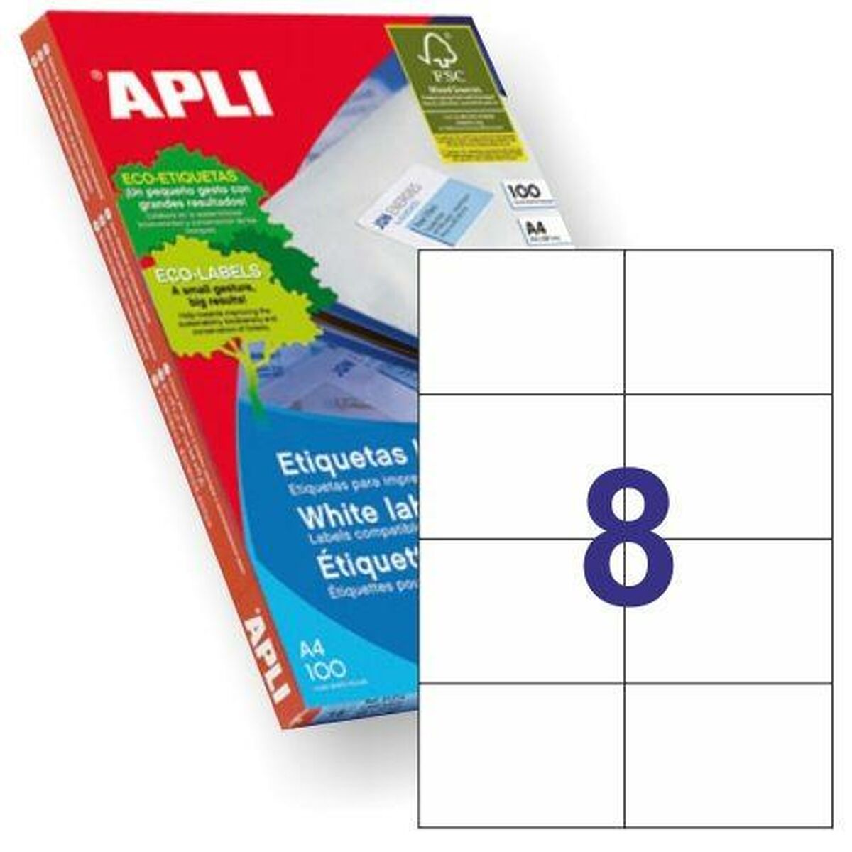 Afbeeldingen van Adhesive labels Apli 1279 100 Sheets 105 X 74 mm White
