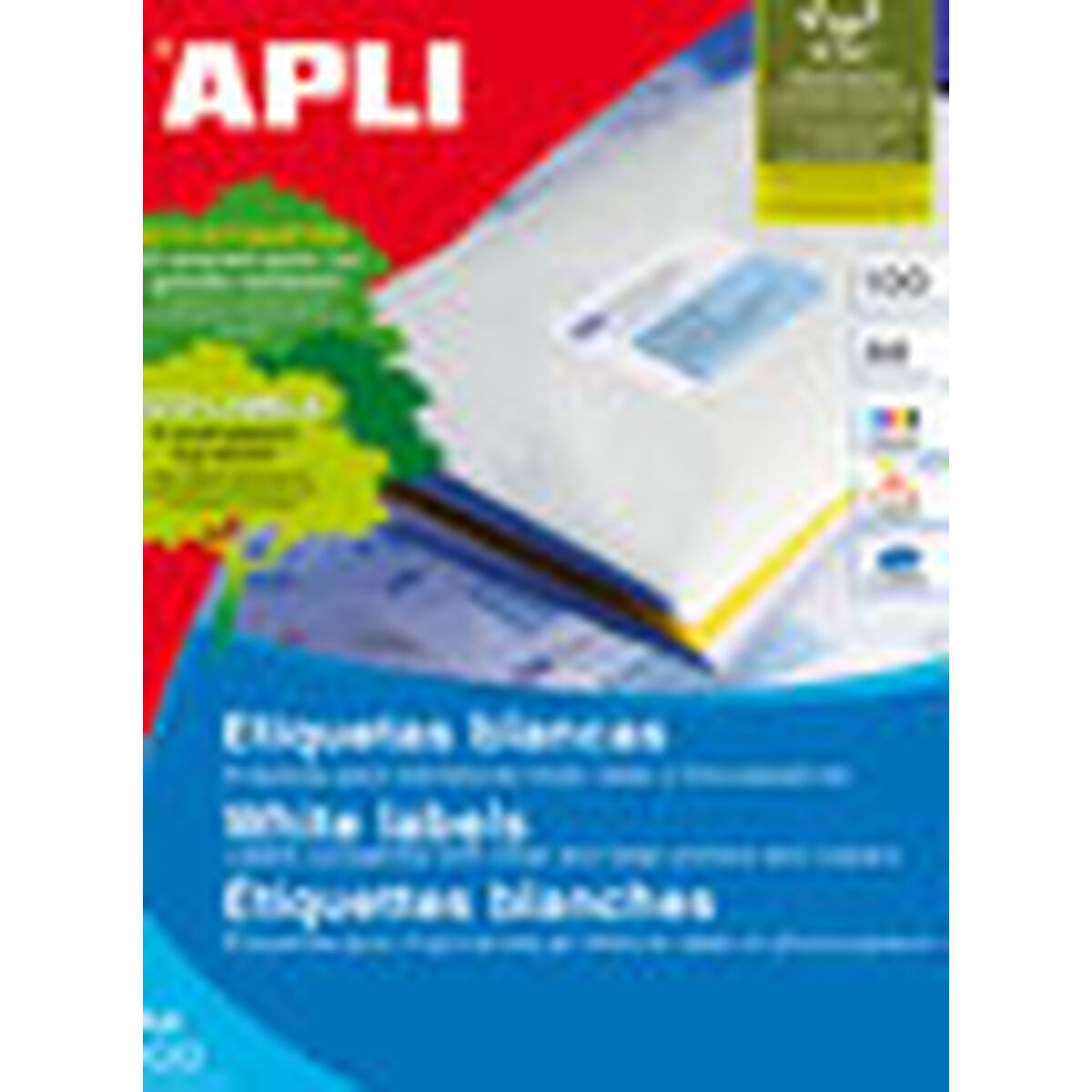 Afbeeldingen van Adhesive labels Apli 01299 100 Sheets 105 x 29 mm White
