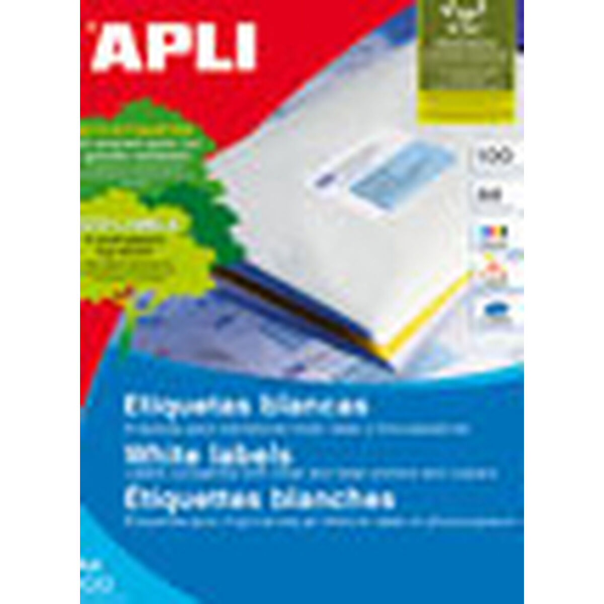 Afbeeldingen van Adhesive labels Apli 01299 100 Sheets 105 x 29 mm White