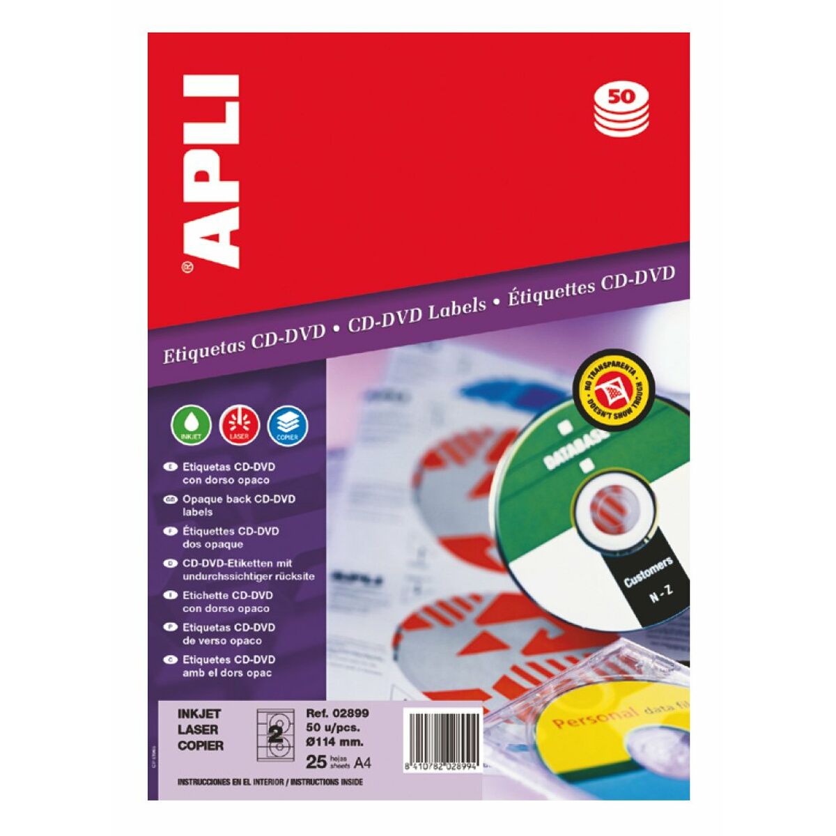 Adhésifs/étiquettes Apli CD/DVD Blanc