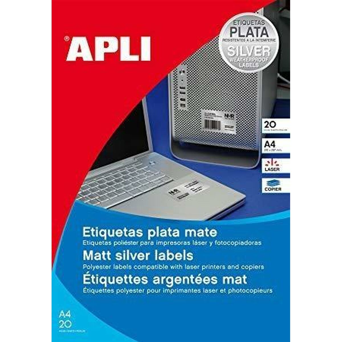 Selvklæbende etiketter Apli Metallic Sølvfarvet 45,7 x 21,2 mm