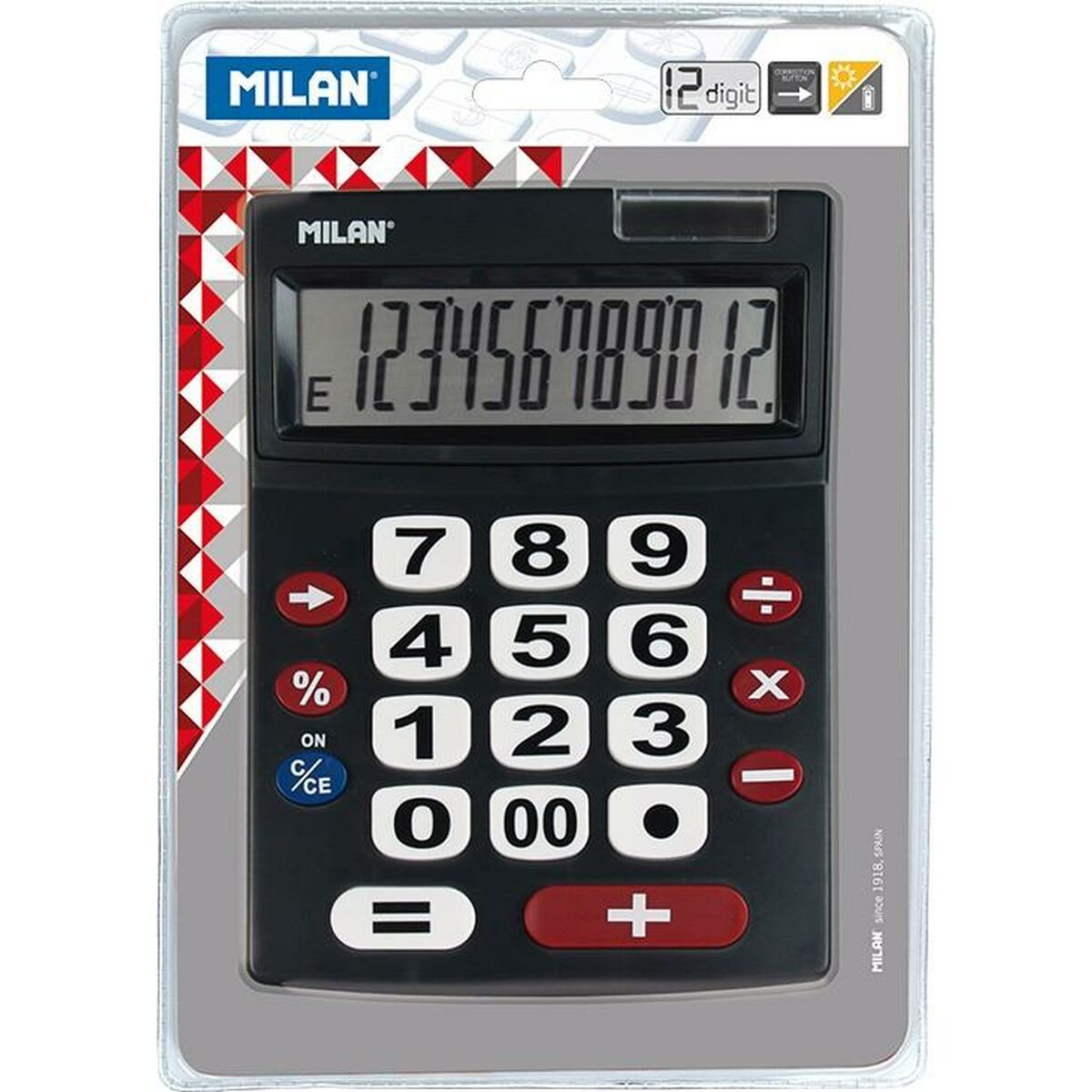 Calculatrice Milan Noir (22,5 x 14 x 3 cm)