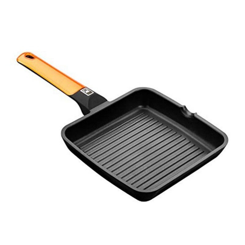 Grill pan with stripes BRA A281422 Ø 28 cm Black Orange Stainless steel