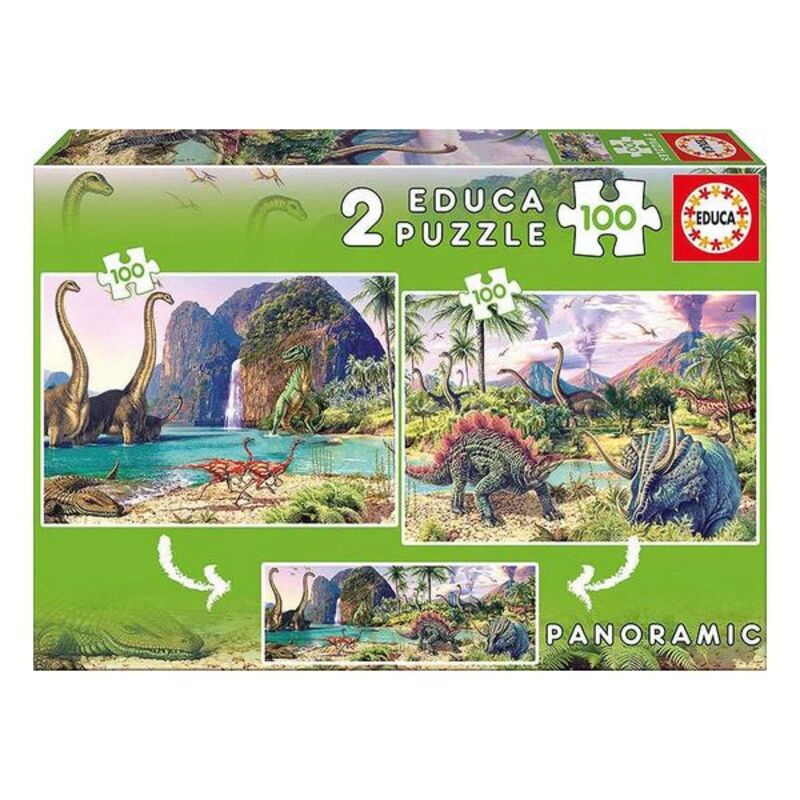Barnepuslespill Dino World Educa (2 x 100 pcs)