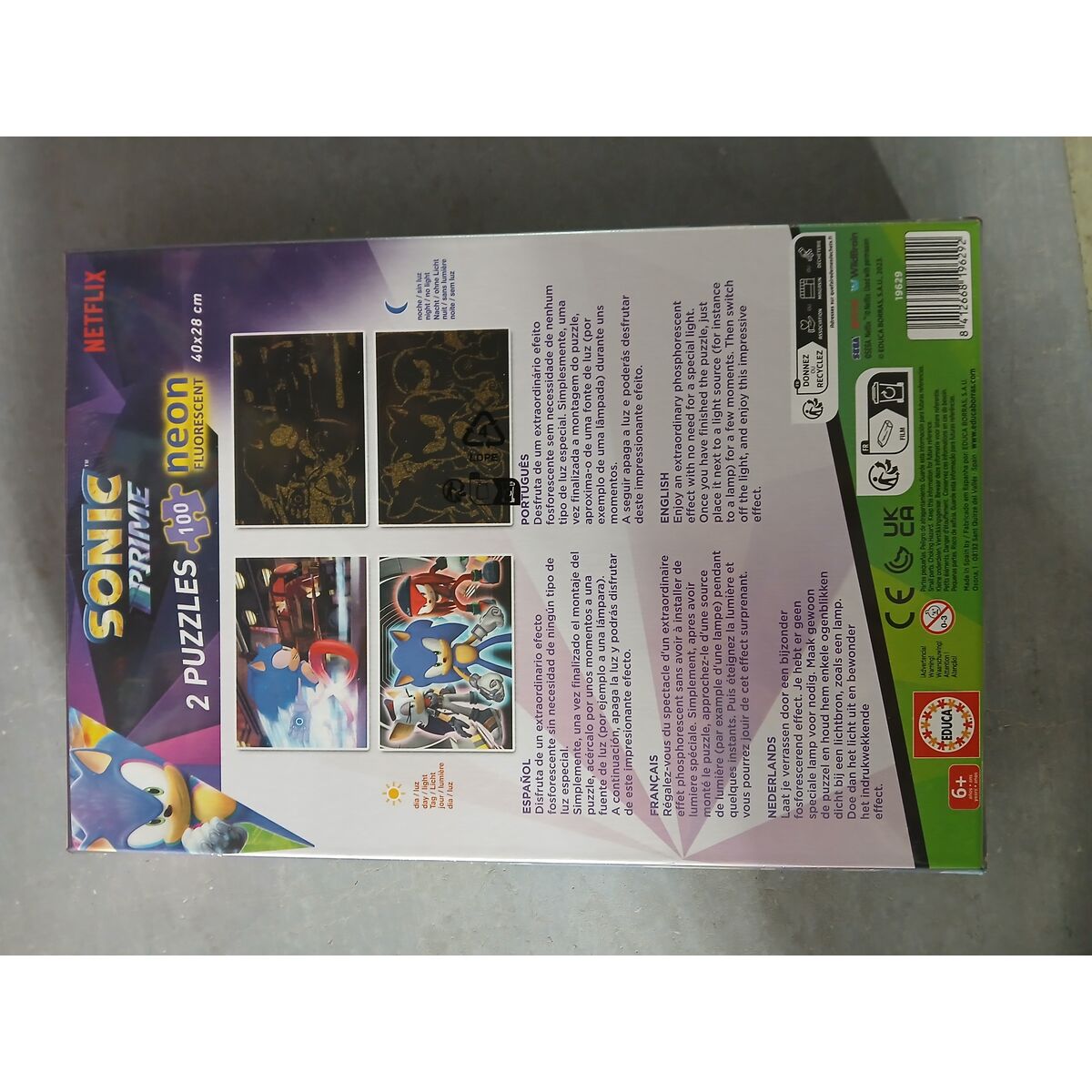Zestaw 2 Puzzli Educa Neon Sonic 100 Części