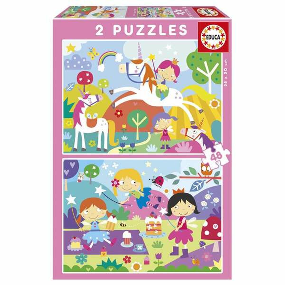 Set de 2 Puzzles Educa Fantasy world 48 Pièces