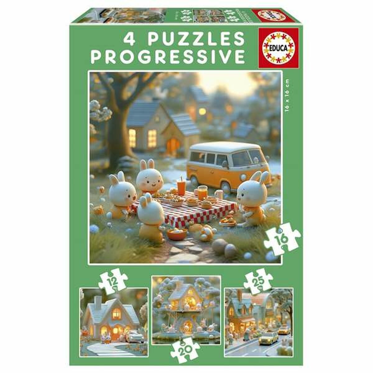 Image secondaire de Puzzle Educa Lapin 12 Pièces 16 Pièces 20 Pièces 25 Pièces (4 Unités)