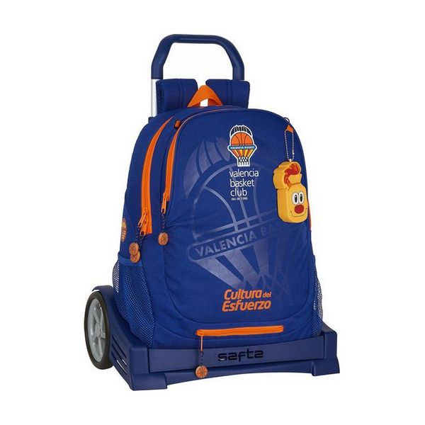 School Rucksack with Wheels Evolution Valencia Basket Blue Orange