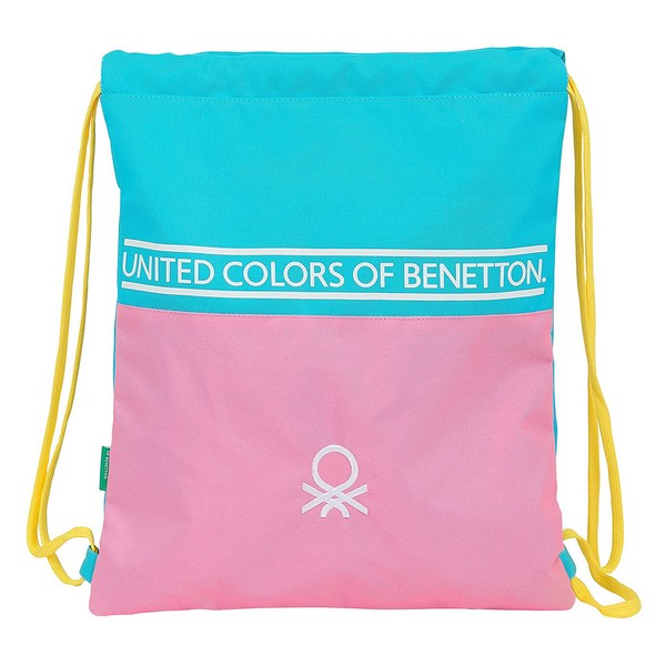 Backpack with Strings Benetton Yellow Pink Turquoise