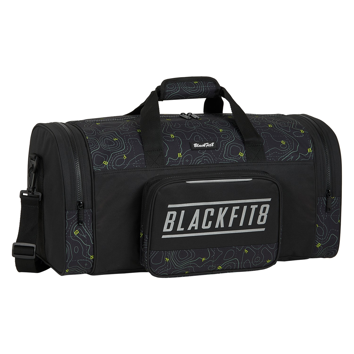 Bolsa de Deporte BlackFit8 Topography Negro Verde (55 x 26 x 27 cm)