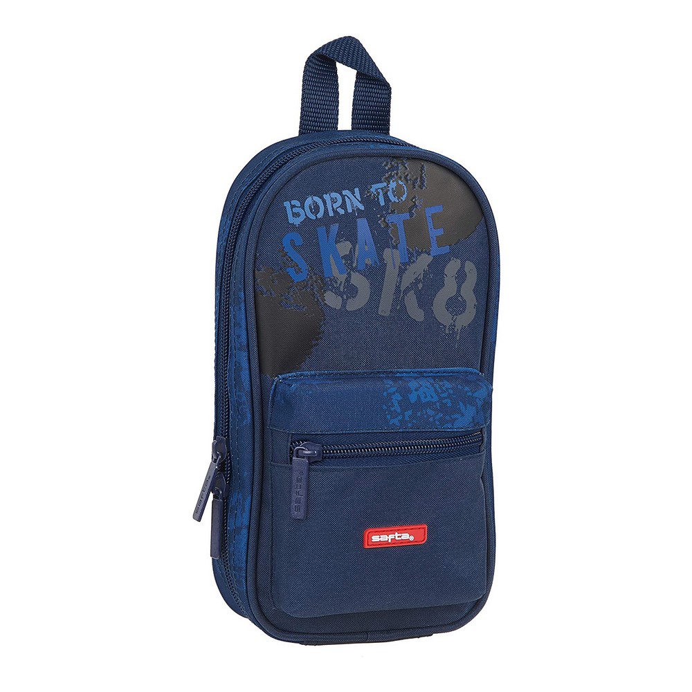 Backpack Pencil Case Skate Safta Navy Blue (33 Pieces)