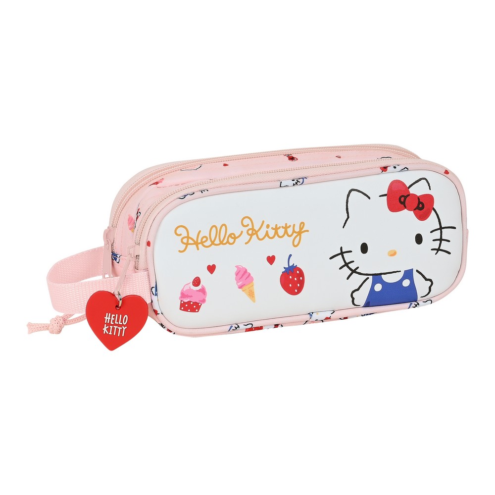 Estuche Escolar Hello Kitty Happiness Girl Rosa Blanco (21 x 8 x 6 cm)