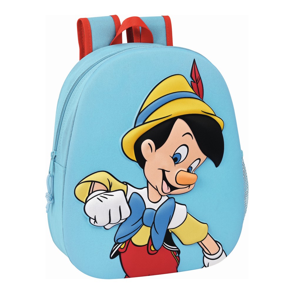 3D School Bag Disney Pinocchio Red Light Blue