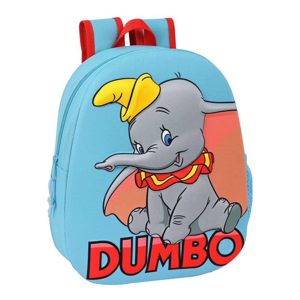 Skolryggsäck 3D Disney Dumbo Röd Ljusblå