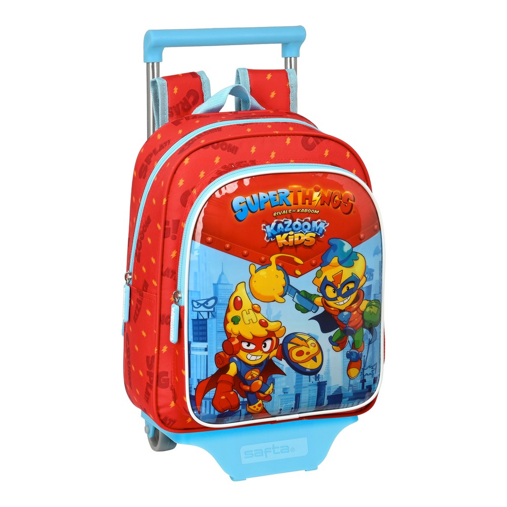 School Rucksack with Wheels SuperThings Kazoom Kids Red Light Blue (27 x 33 x 10 cm)