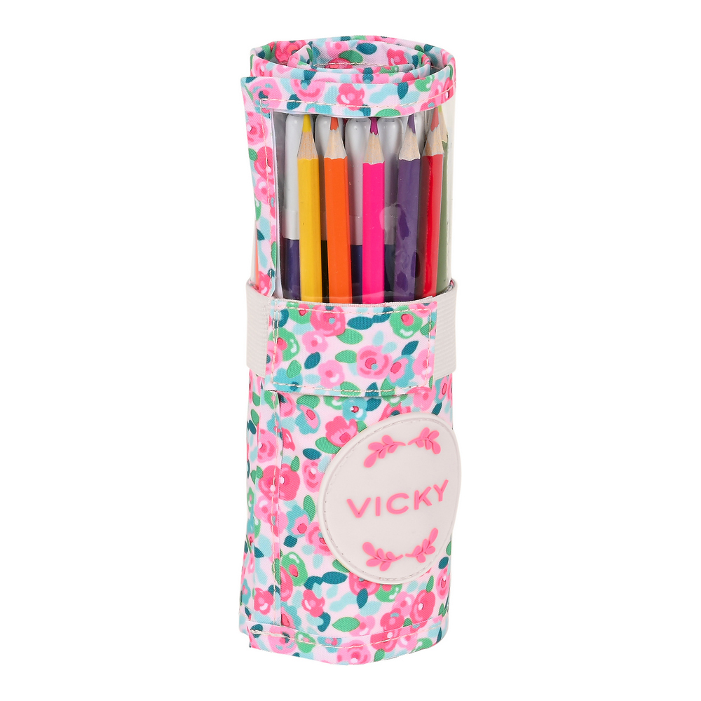 Pencil Case Vicky Martín Berrocal Rosebloom Roll-up Multicolour (27 Pieces) (7 x 20 x 7 cm)