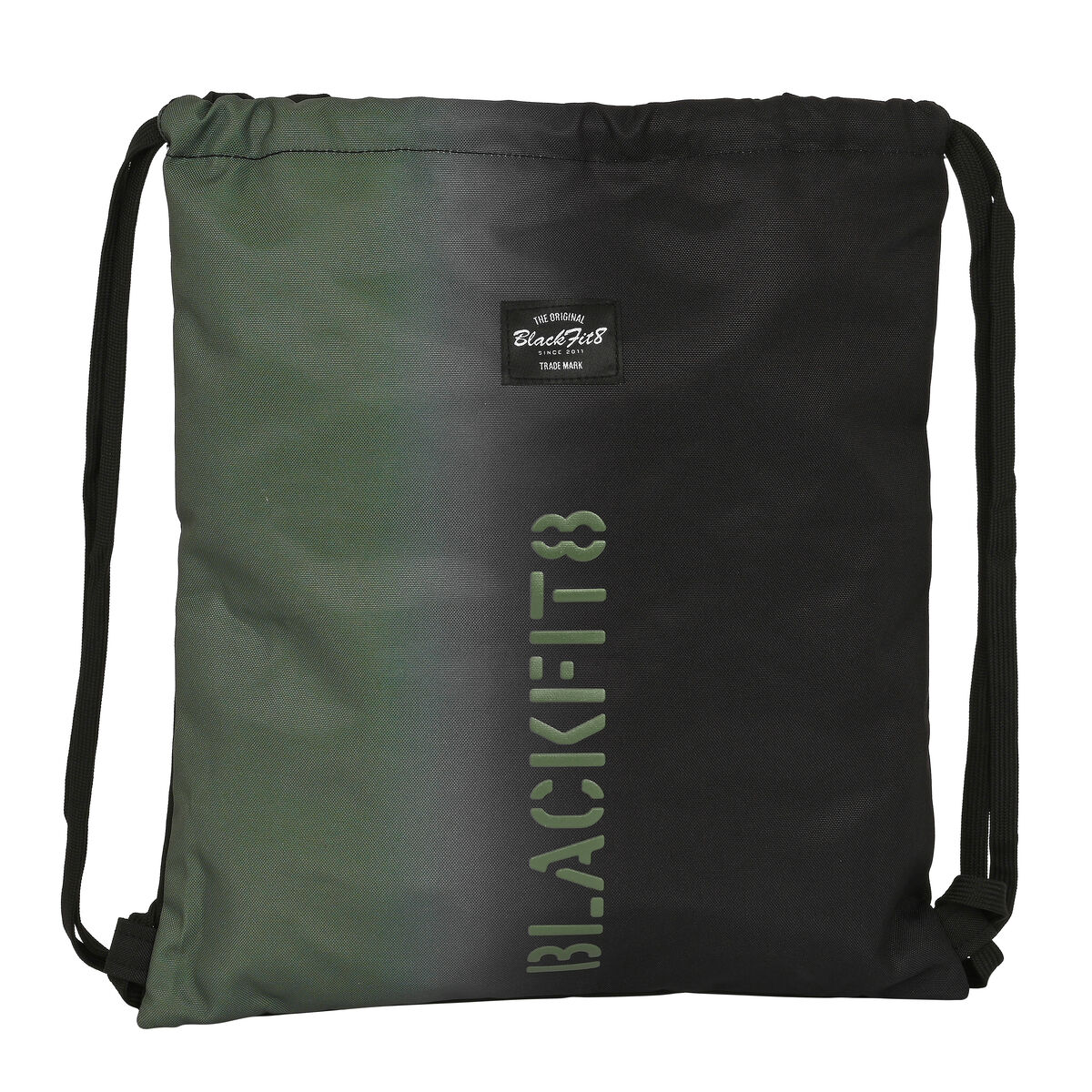 Sac à dos serré par des ficelles BlackFit8 Gradient Noir Vert militaire (35 x 40 x 1 cm)