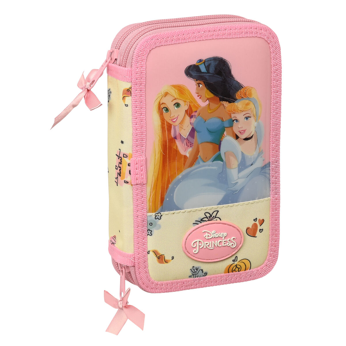 Trousse Scolaire avec Accessoires Princesses Disney Magical Beige Rose (12.5 x 19.5 x 4 cm) (28 pcs)