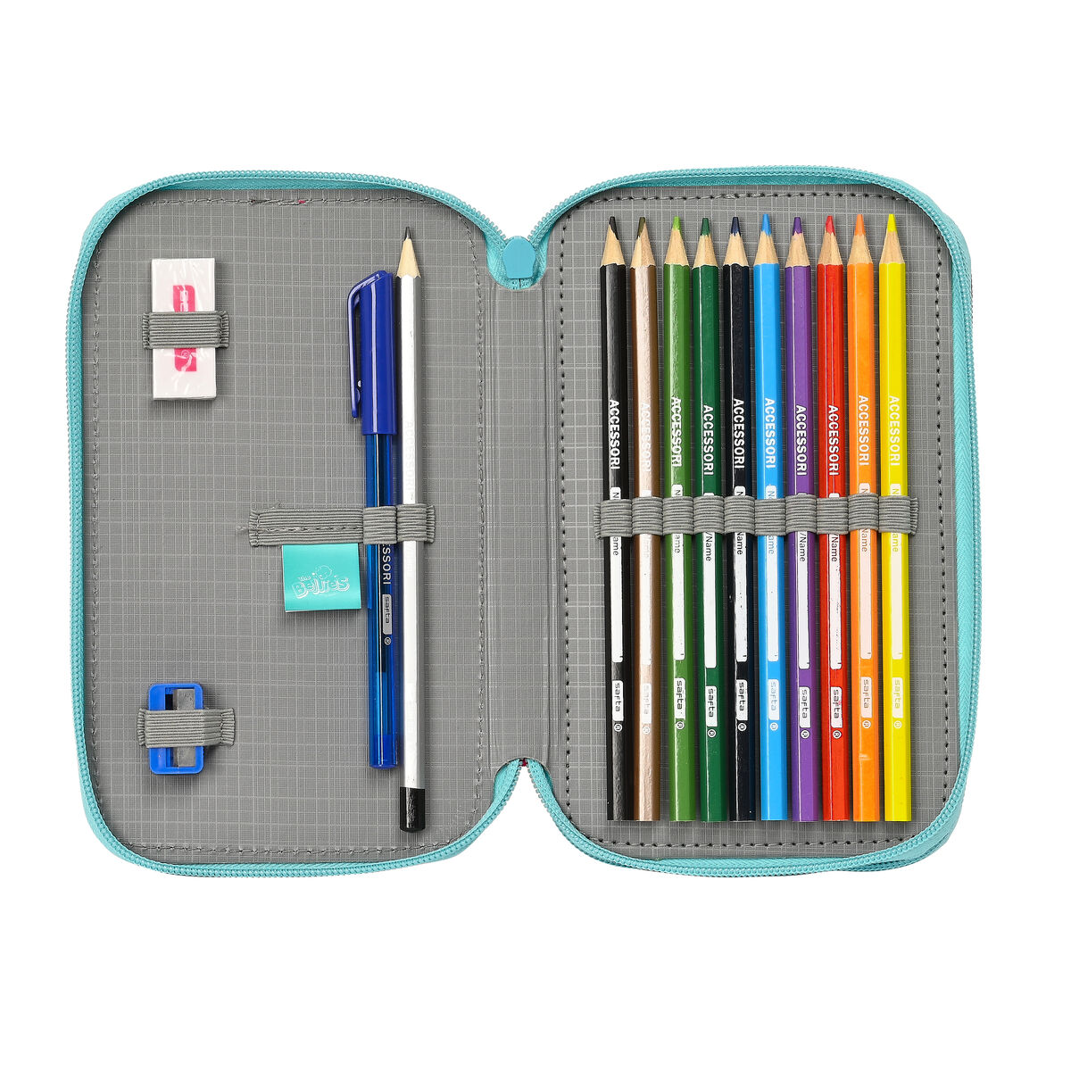 Dubbele etui The Bellies Wit Paars Turkoois 12.5 x 19.5 x 4 cm (28 Onderdelen)