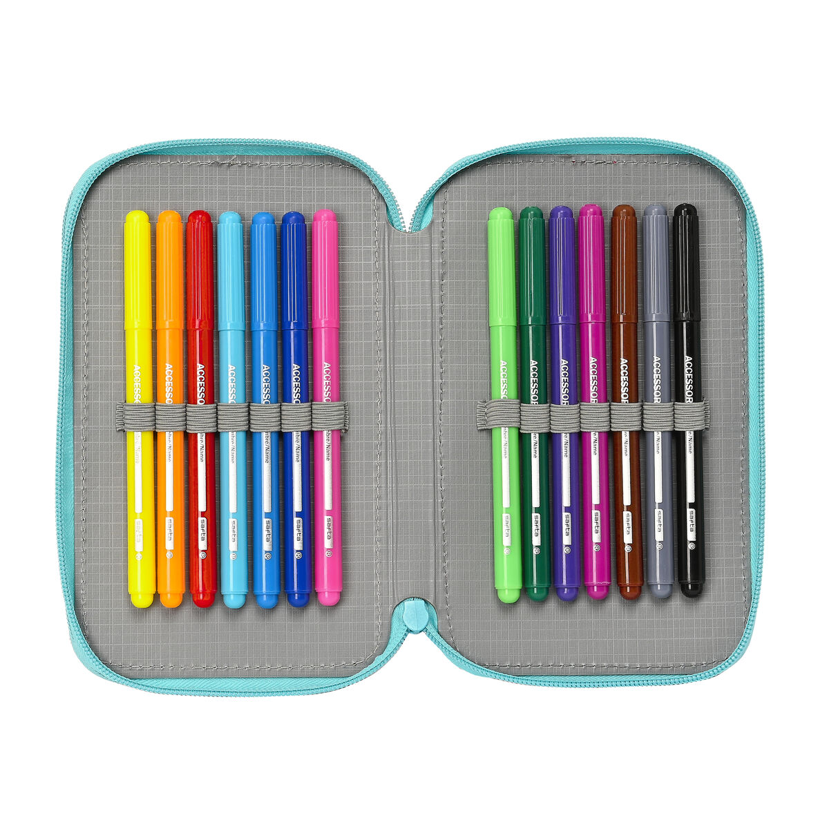 Dubbele etui The Bellies Wit Paars Turkoois 12.5 x 19.5 x 4 cm (28 Onderdelen)