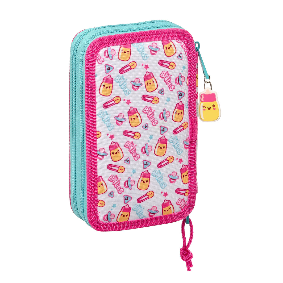 Dubbele etui The Bellies Wit Paars Turkoois 12.5 x 19.5 x 4 cm (28 Onderdelen)