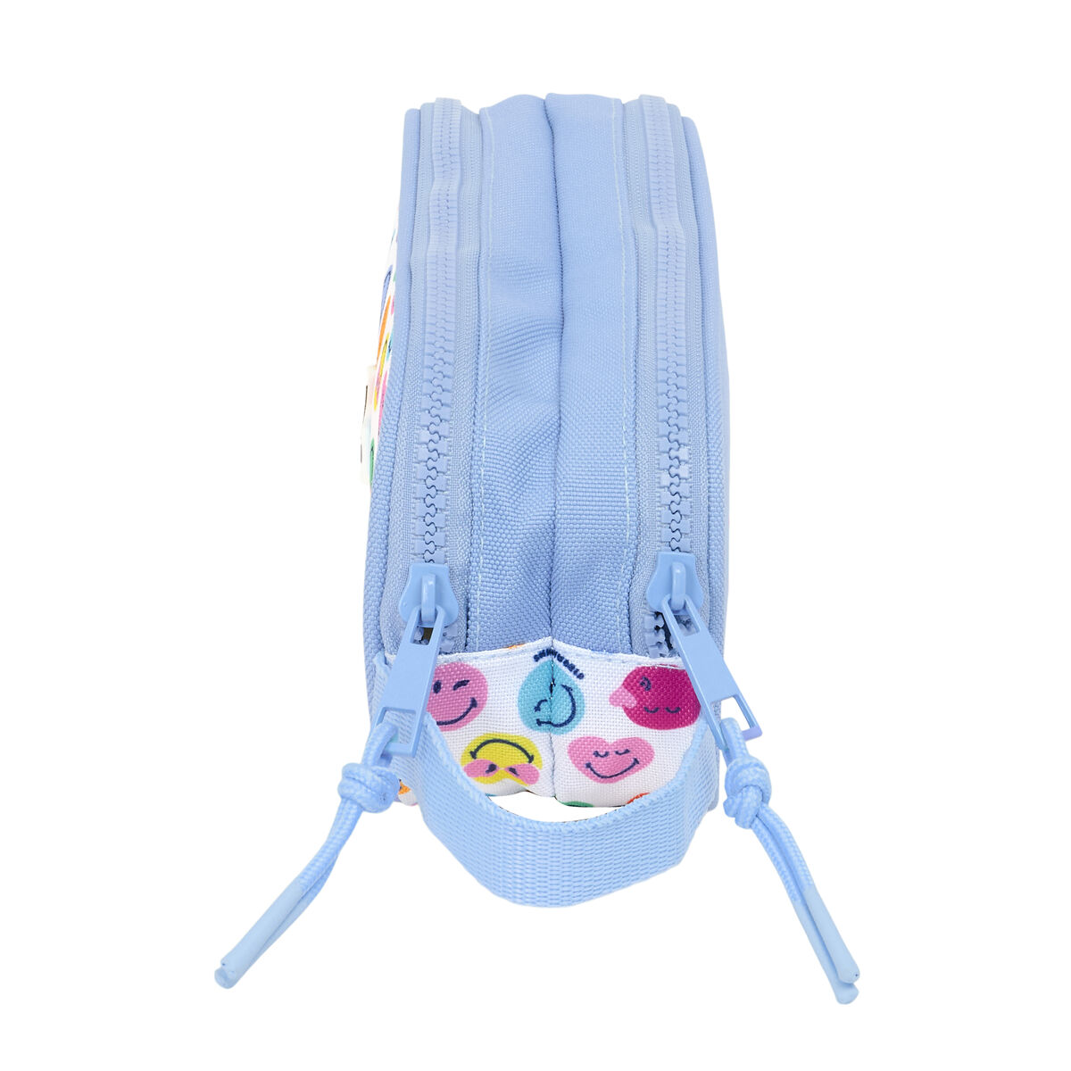 Pennenetui met 2 vakken Smiley Joyful Multicolour Licht Blauw 21 x 8 x 6 cm